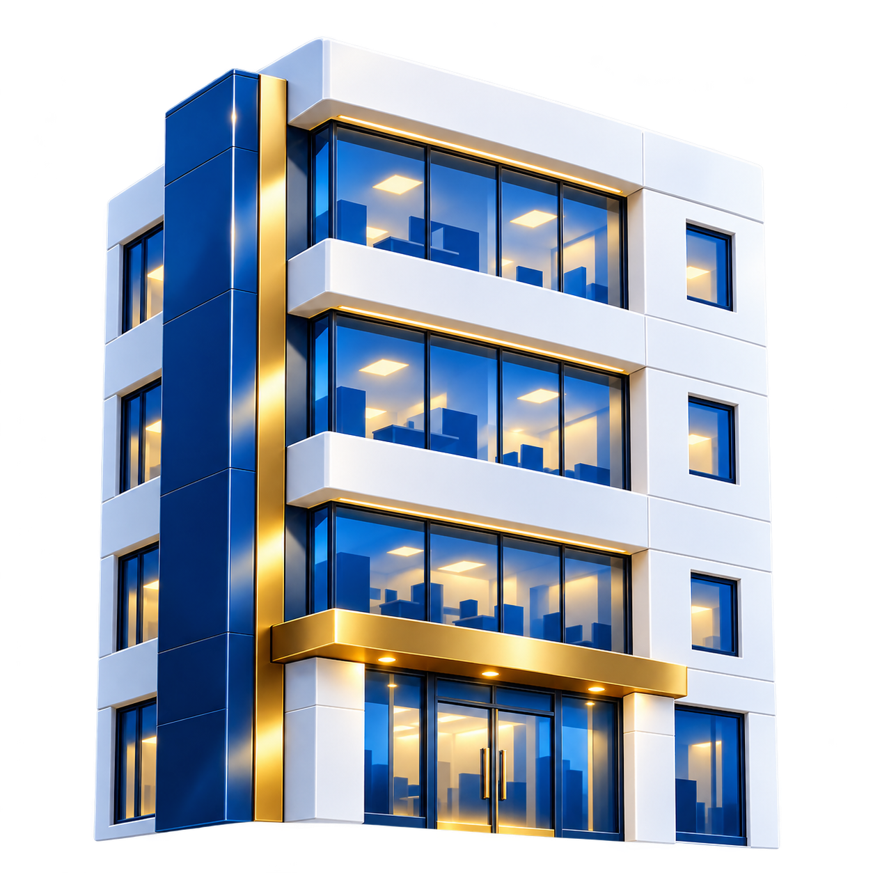 Ilustração 3D de prédio comercial