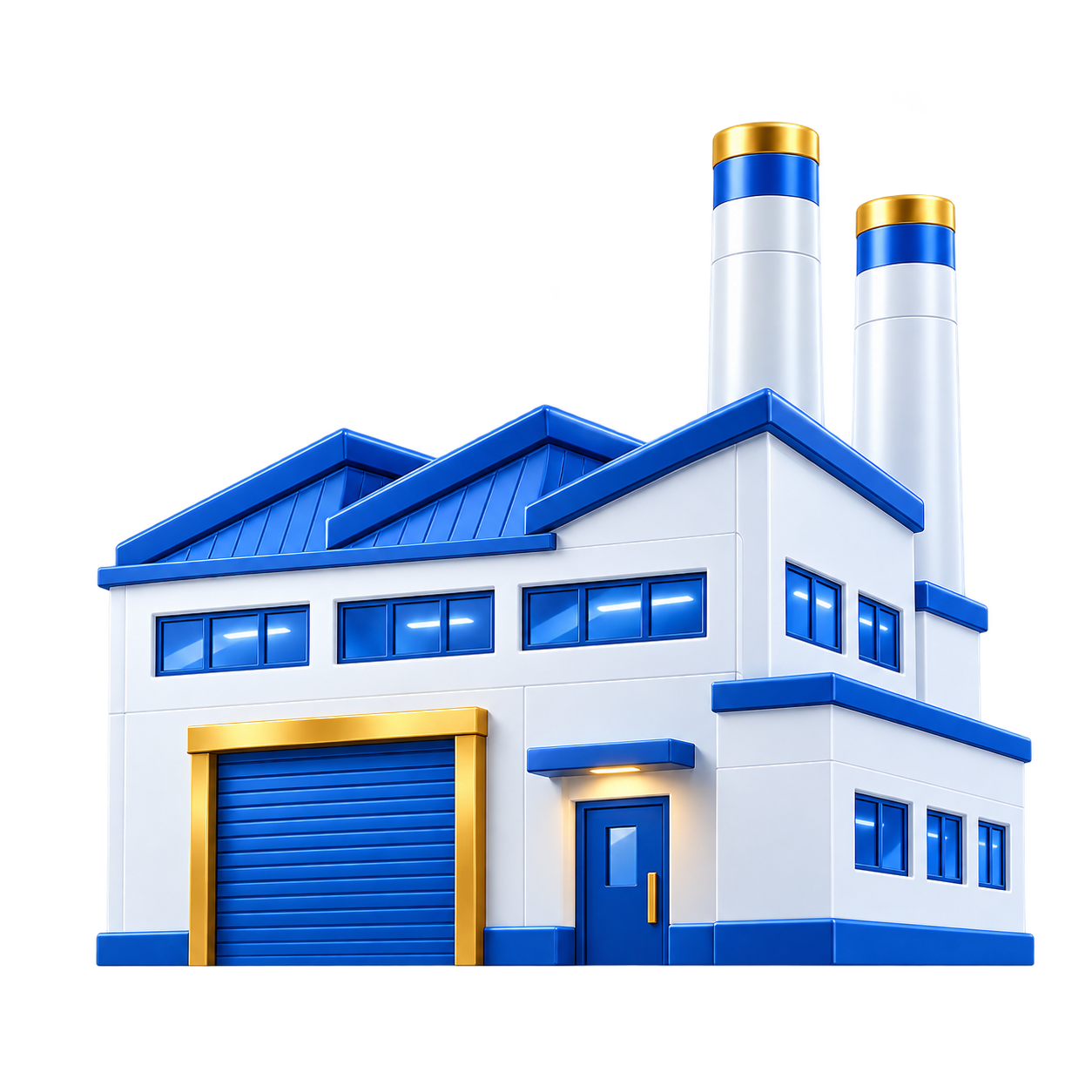 Ilustração 3D de fábrica de pequeno porte